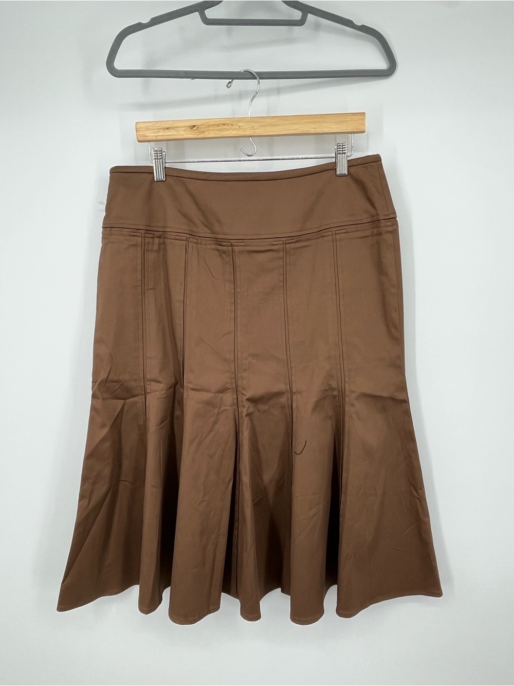 Anne Klein Chocolate Brown Flared A-Line Panel Skirt sz 12 NWT - Picture 1 of 8